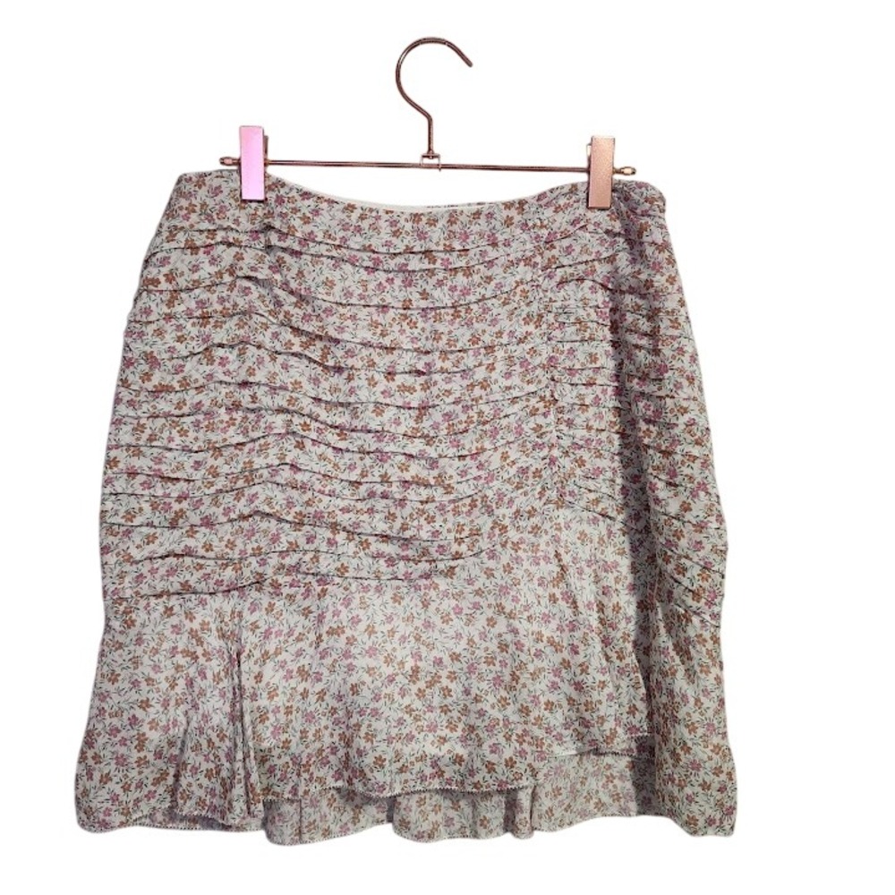 HANSEN & GRETEL Floral Ruched Mini Skirt Pink Cottagecore Size M
